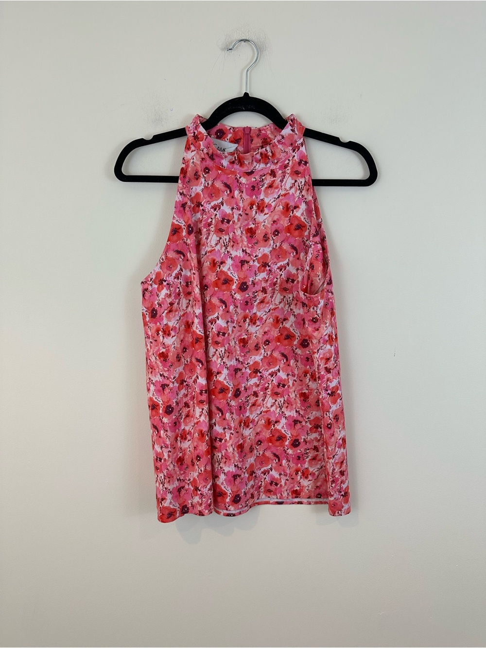 Sara Campbell Floral Halter Tank Top Pink Size Medium Women's High Neck